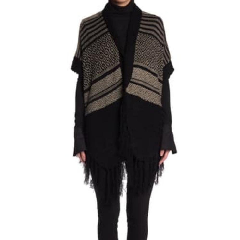 Vertigo Print Fringe Kimono Cardigan #007 - Picture 2 of 6